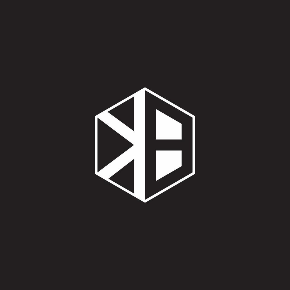 KB Logo monogram hexagon with black background negative space style vector