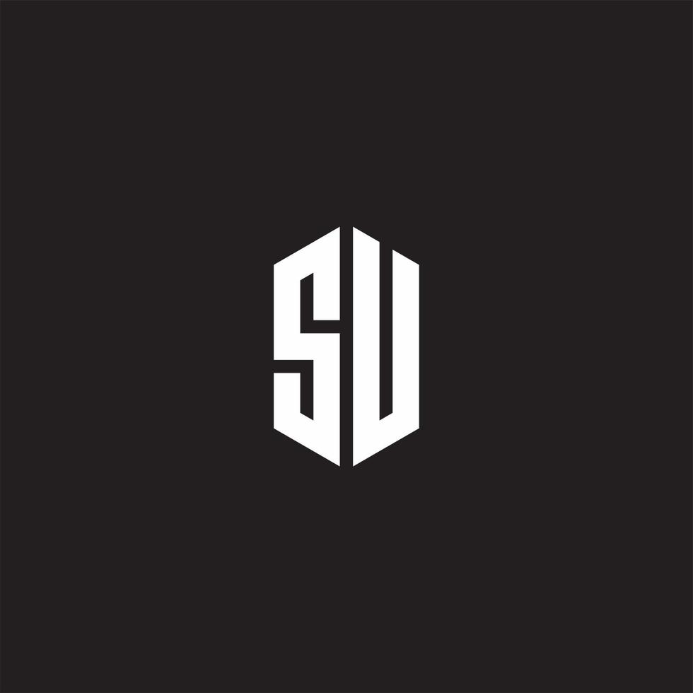 SU Logo monogram with hexagon shape style design template vector