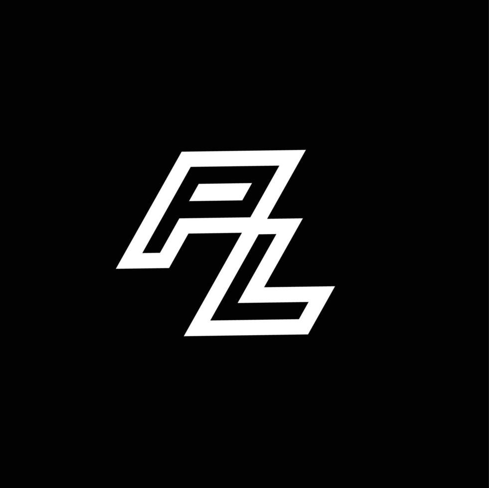 pl logo monograma con arriba a abajo estilo negativo espacio diseño modelo vector