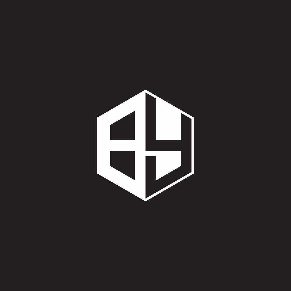 BY Logo monogram hexagon with black background negative space style vector