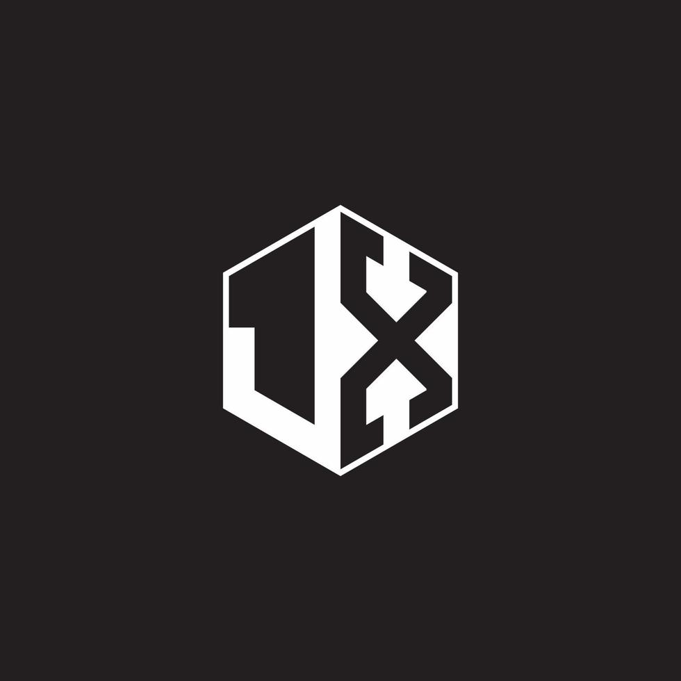 JX Logo monogram hexagon with black background negative space style vector