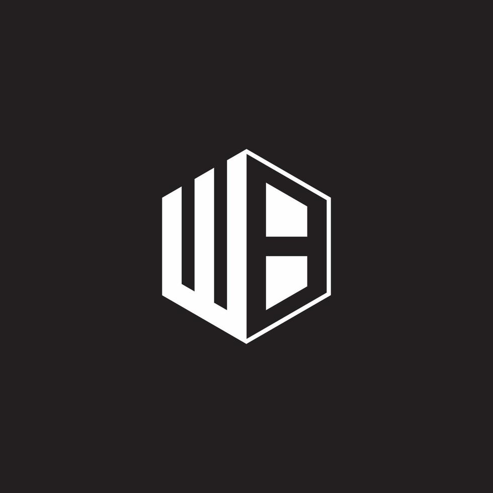 WB Logo monogram hexagon with black background negative space style vector
