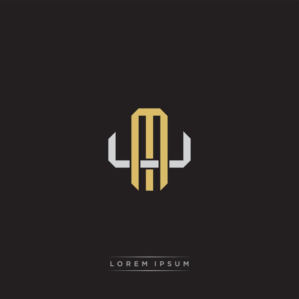 MU Initial letter overlapping interlock logo monogram line art style vector