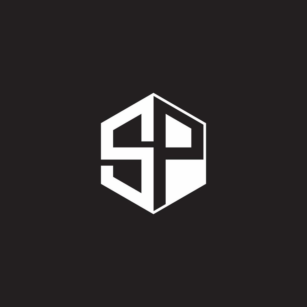 SP Logo monogram hexagon with black background negative space style vector