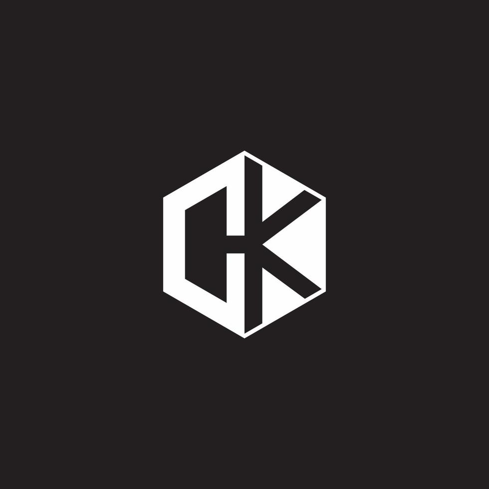 CK Logo monogram hexagon with black background negative space style vector