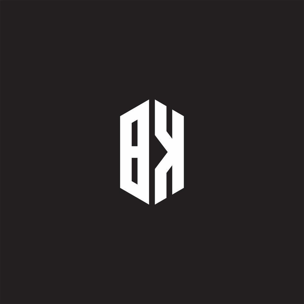 BK Logo monogram with hexagon shape style design template vector