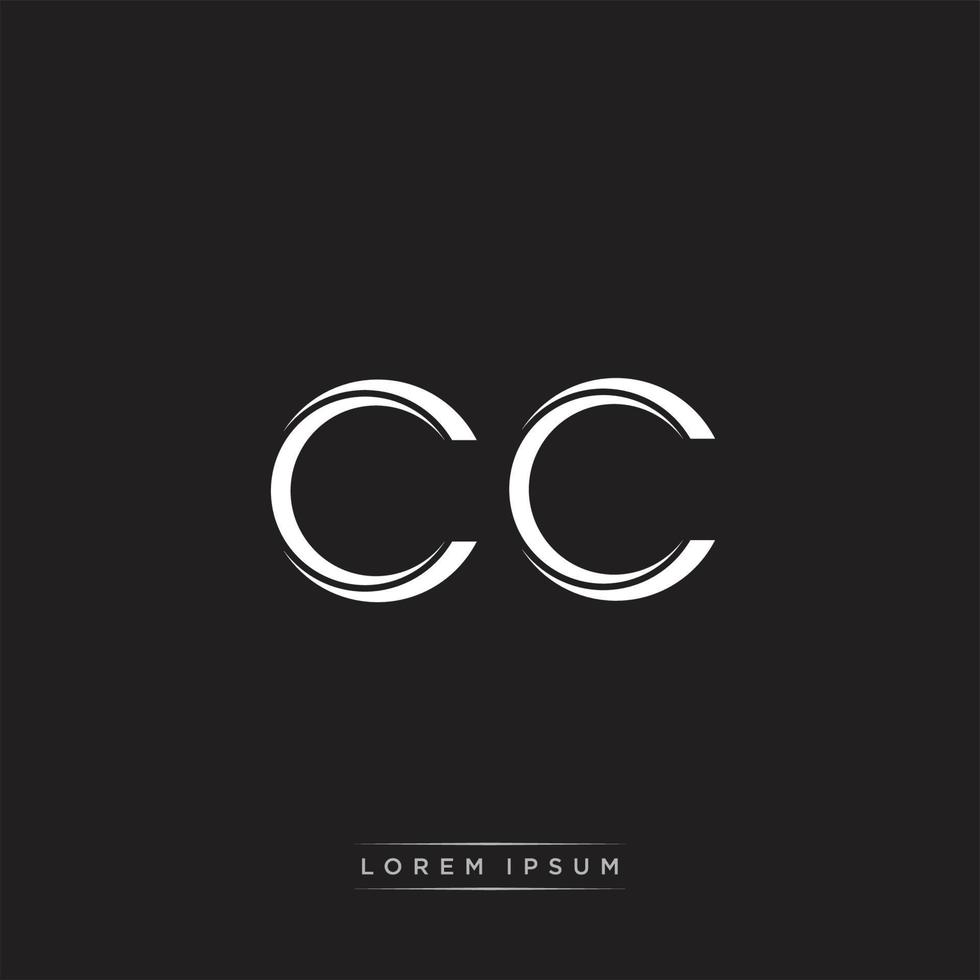 CC Initial Letter Split Lowercase Logo Modern Monogram Template Isolated on Black White vector