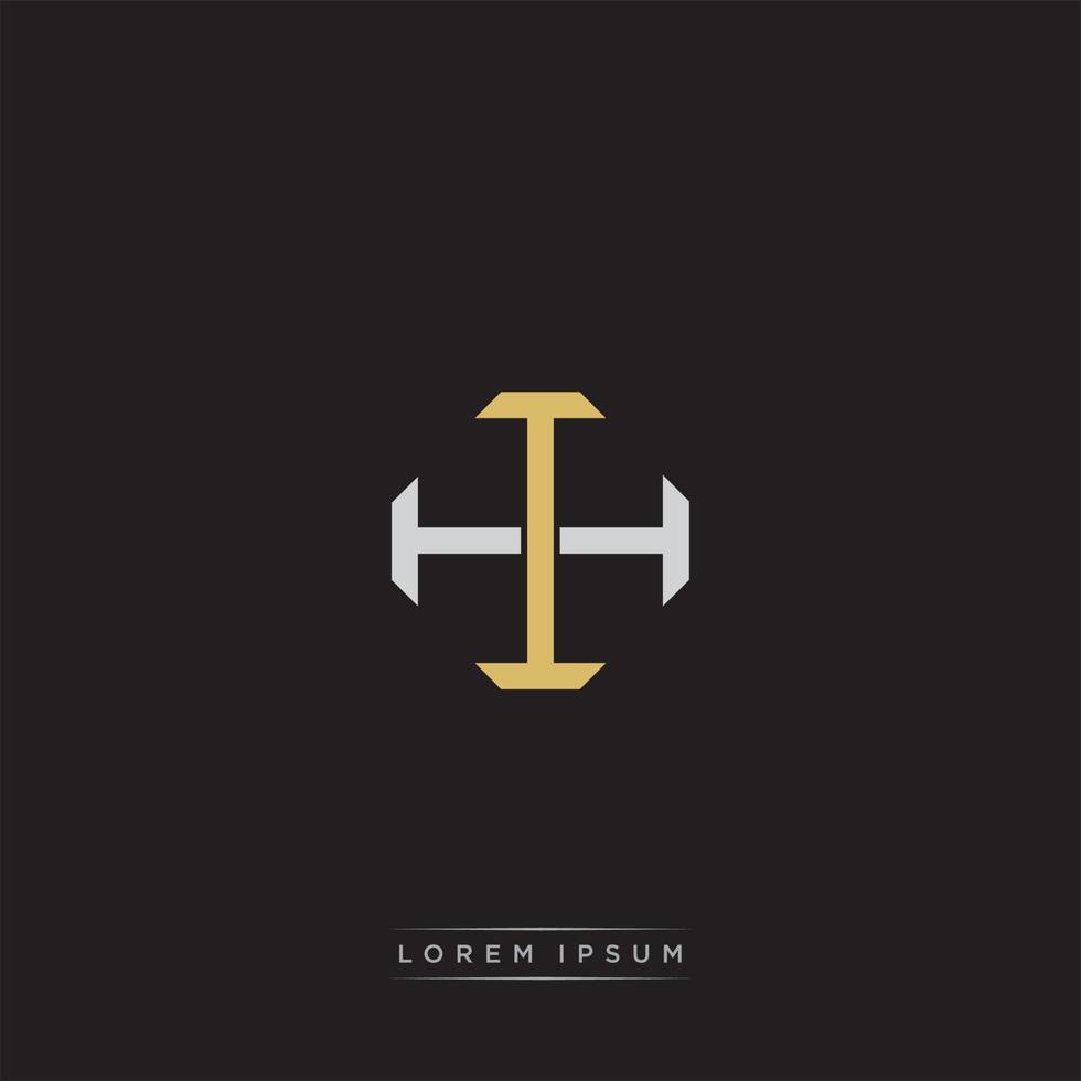 IH Initial letter overlapping interlock logo monogram line art style vector