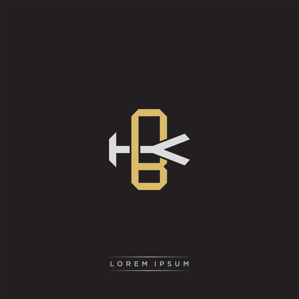 BK Initial letter overlapping interlock logo monogram line art style vector