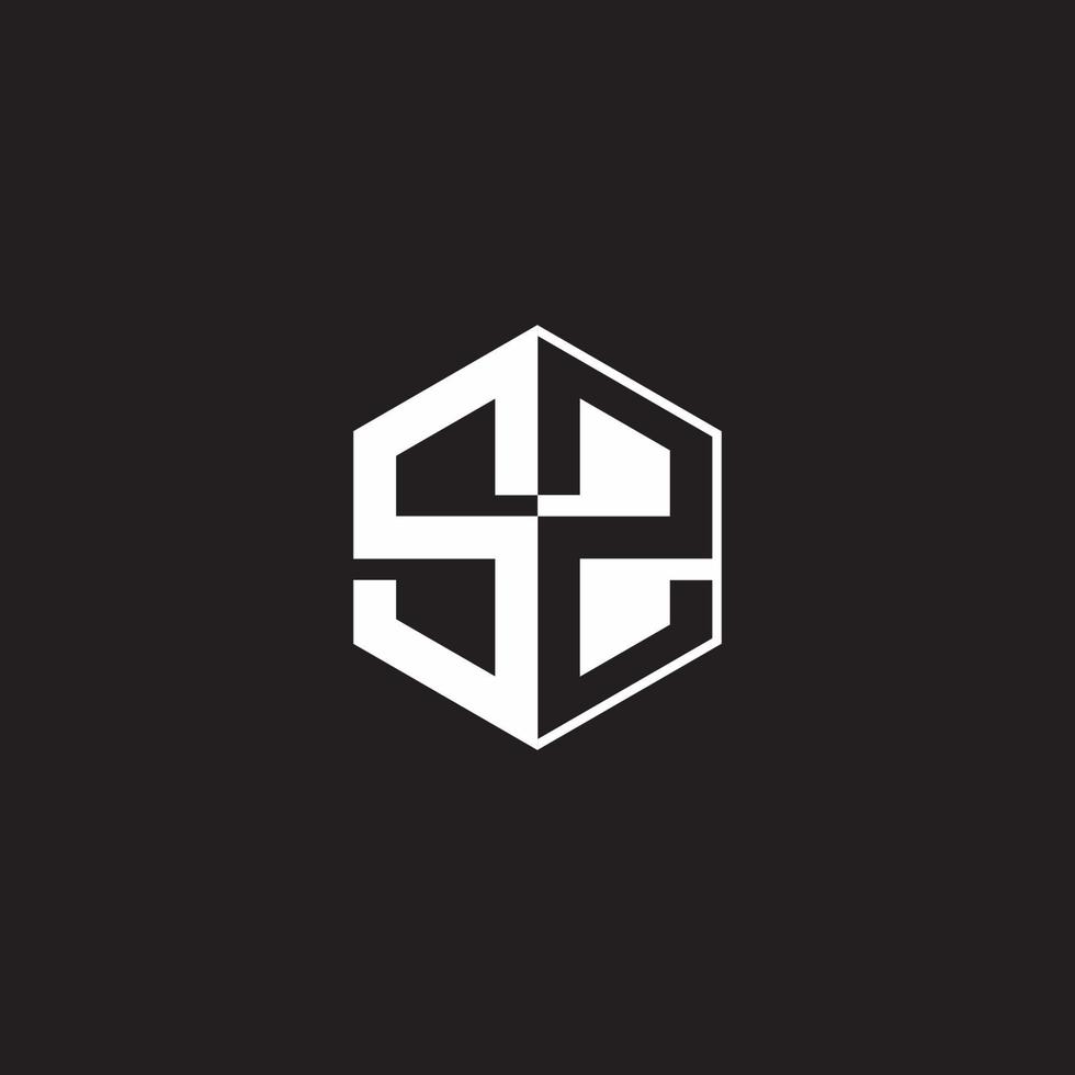 SZ Logo monogram hexagon with black background negative space style ...