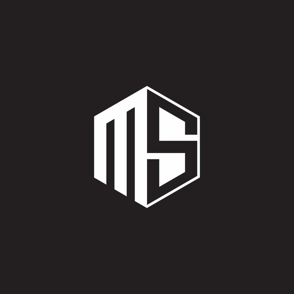 MS Logo monogram hexagon with black background negative space style vector