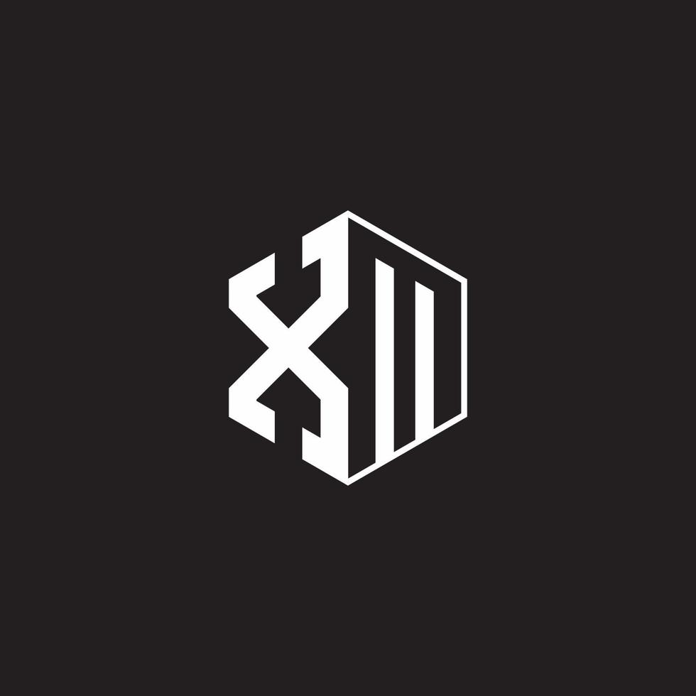 XM Logo monogram hexagon with black background negative space style vector