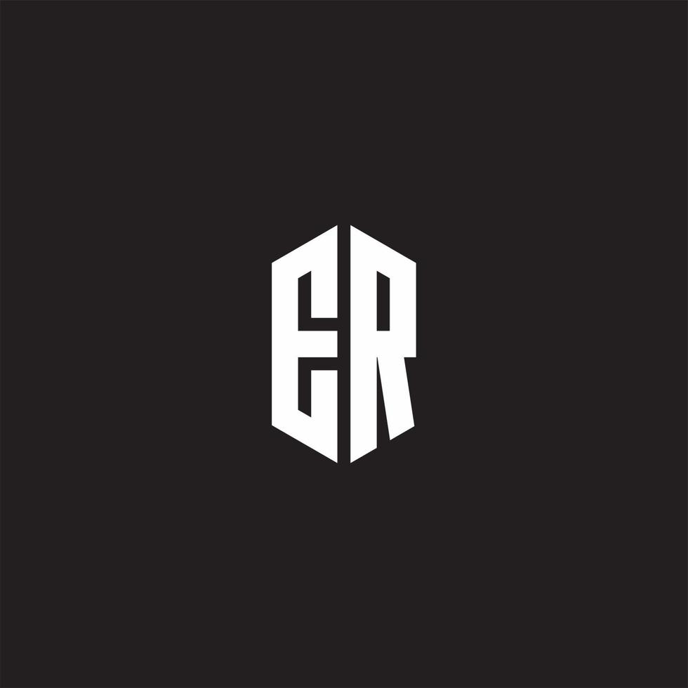 ER Logo monogram with hexagon shape style design template vector