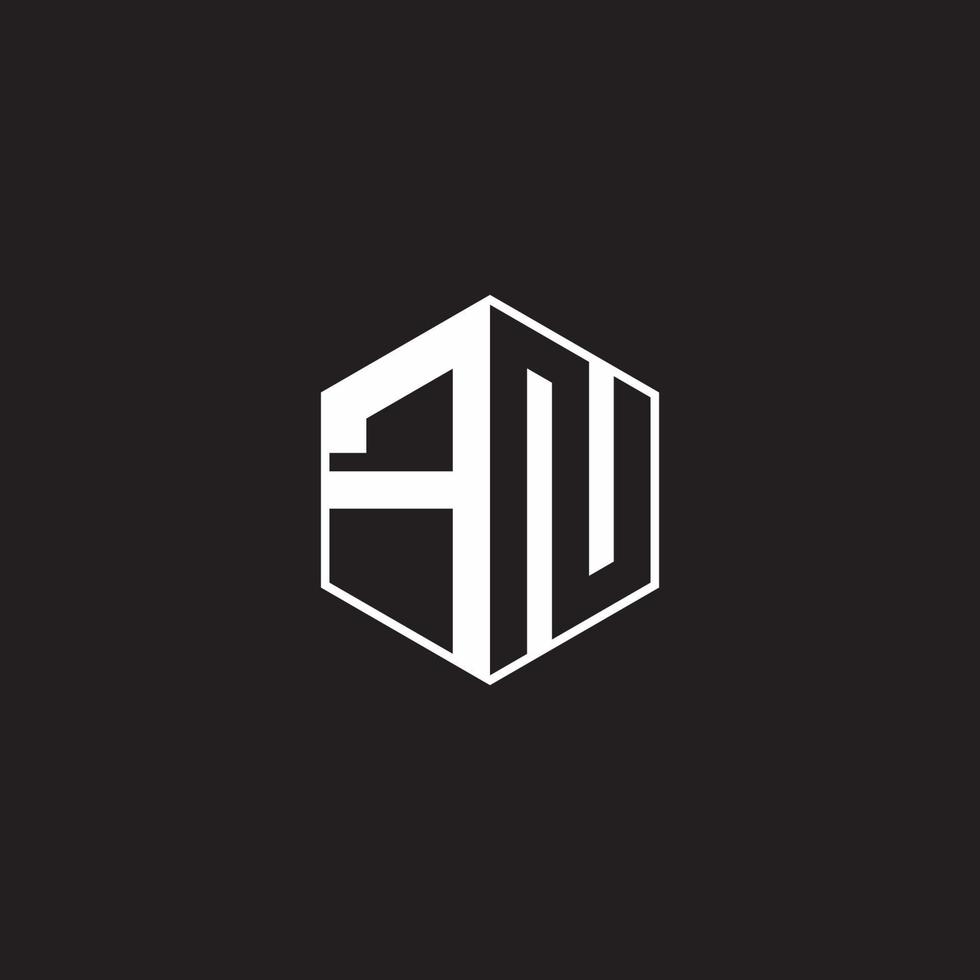 FN Logo monogram hexagon with black background negative space style vector