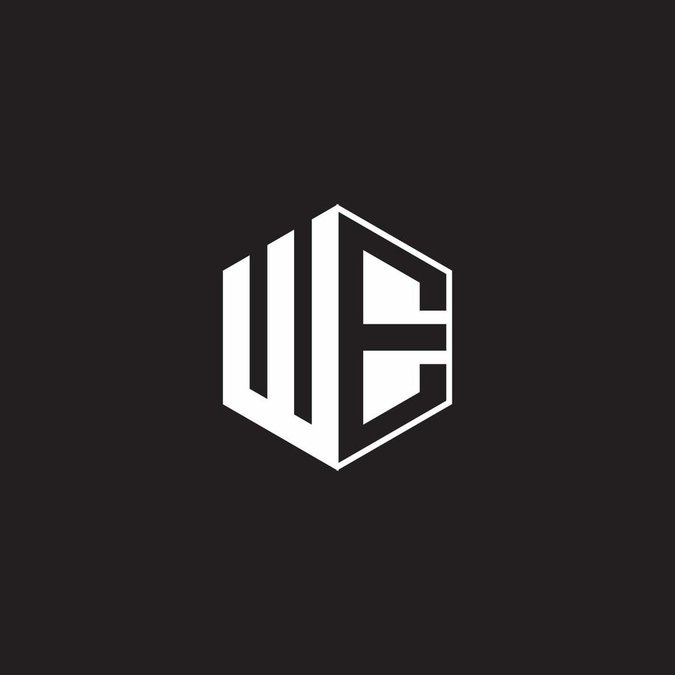 WE Logo monogram hexagon with black background negative space style vector