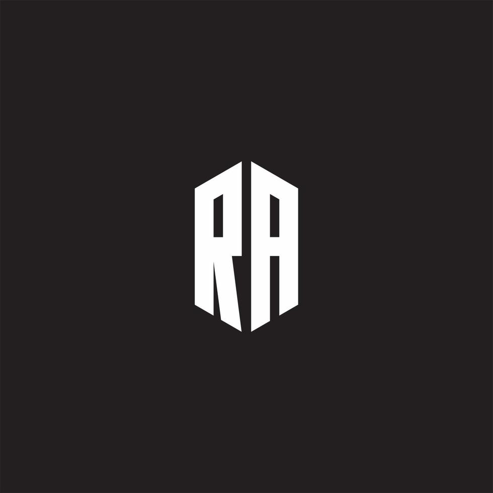RA Logo monogram with hexagon shape style design template vector