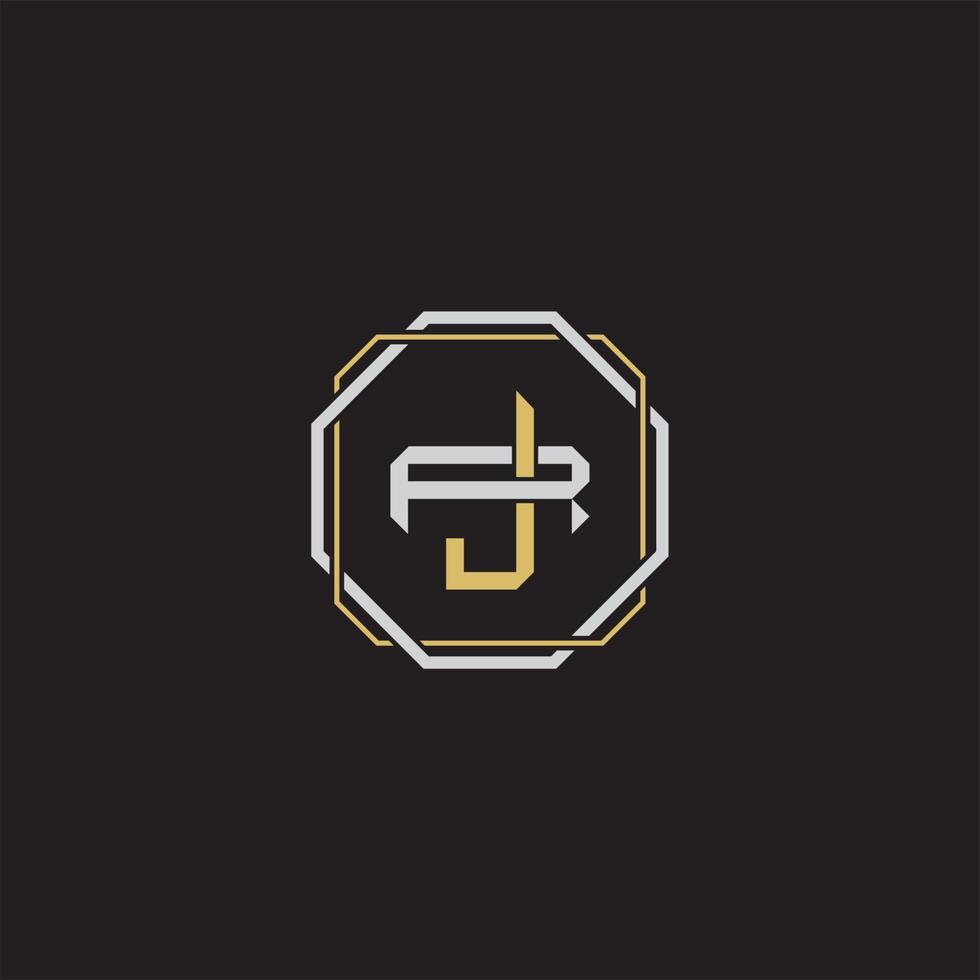 JR Initial letter overlapping interlock logo monogram line art style vector