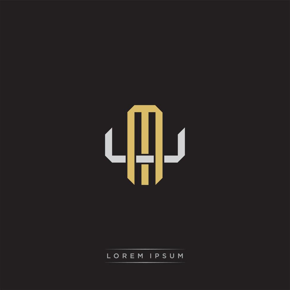 MU Initial letter overlapping interlock logo monogram line art style vector