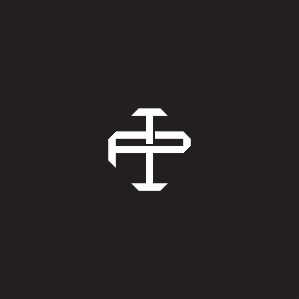 IP Initial letter overlapping interlock logo monogram line art style vector