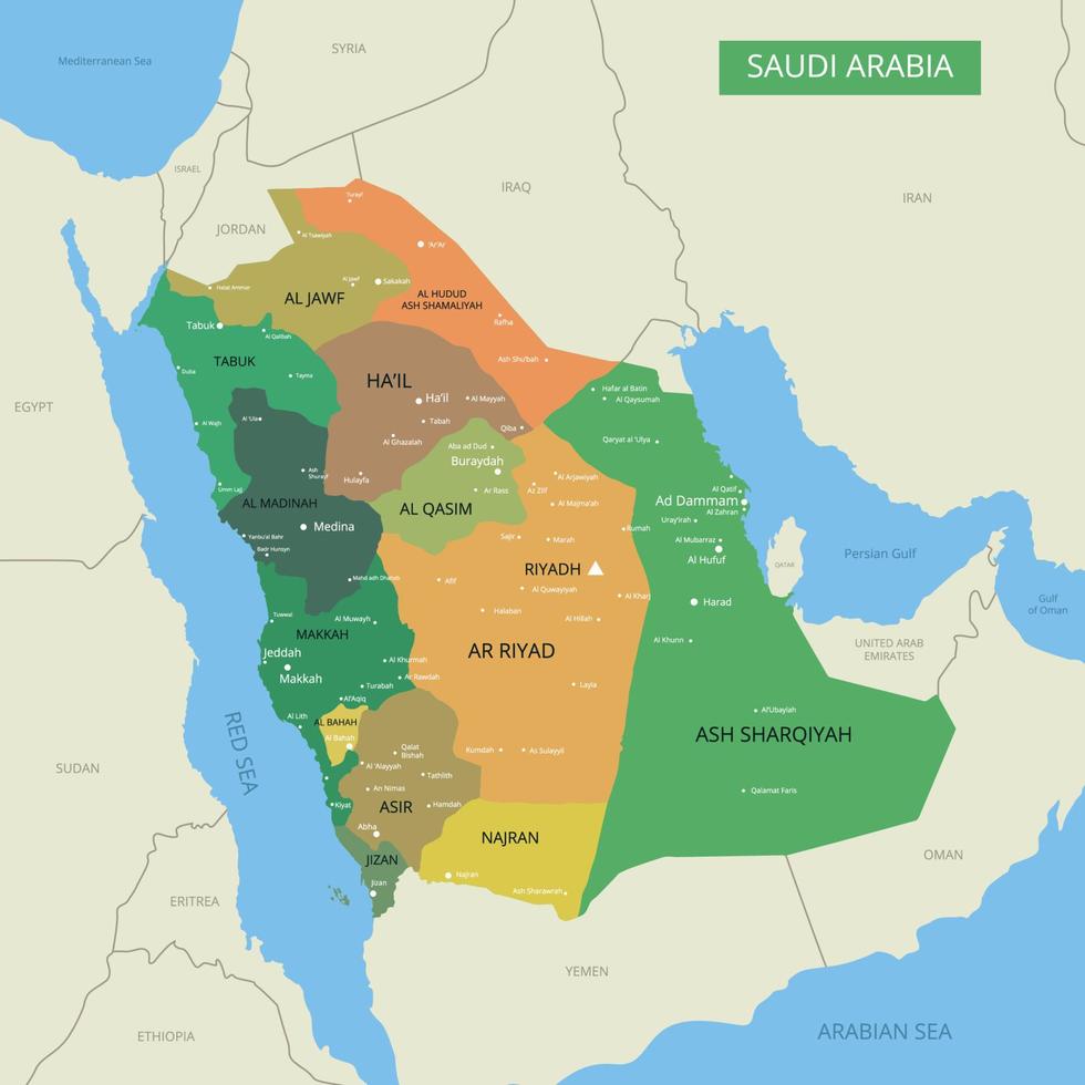 Saudi Arabia Country Map Design Concept vector