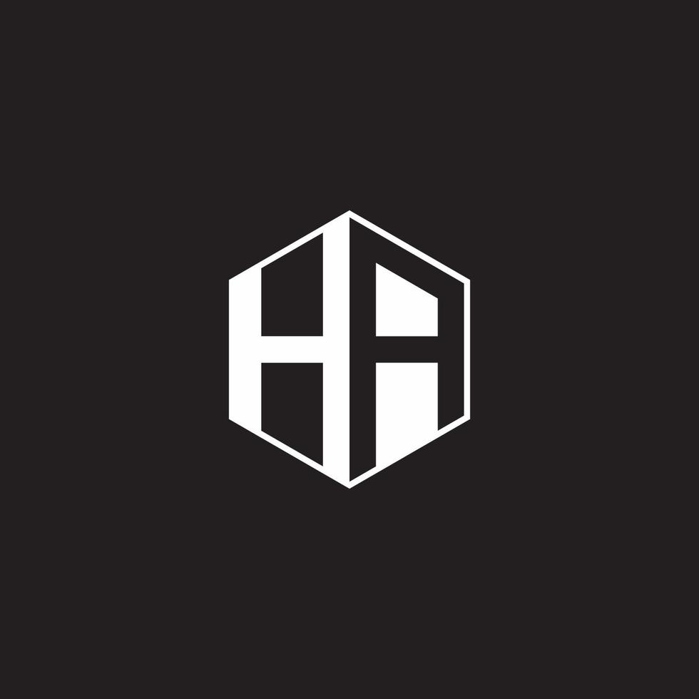 HA Logo monogram hexagon with black background negative space style vector