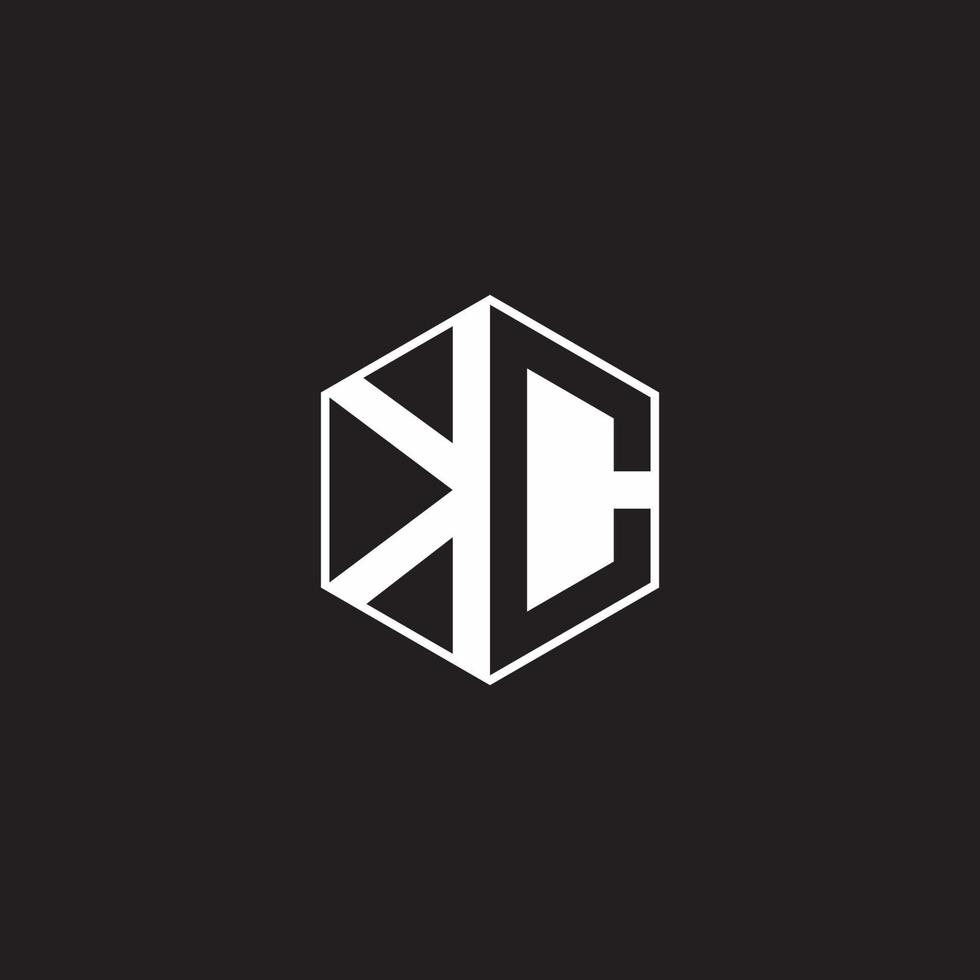 KC Logo monogram hexagon with black background negative space style vector