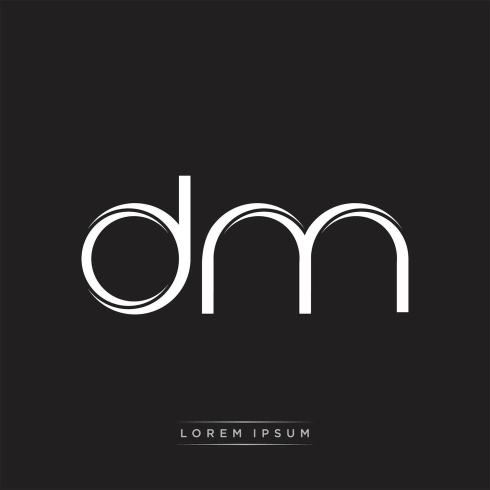 DM Initial Letter Split Lowercase Logo Modern Monogram Template Isolated on Black White vector