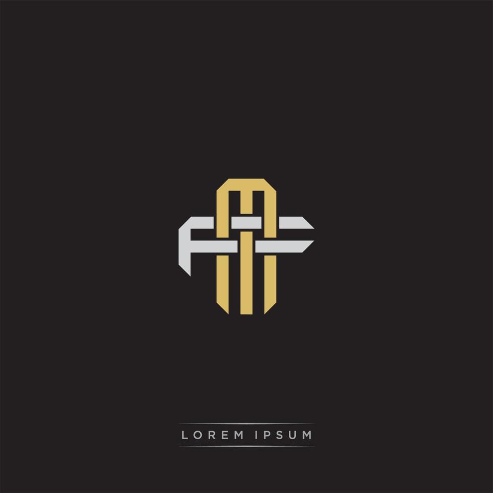 MF Initial letter overlapping interlock logo monogram line art style vector