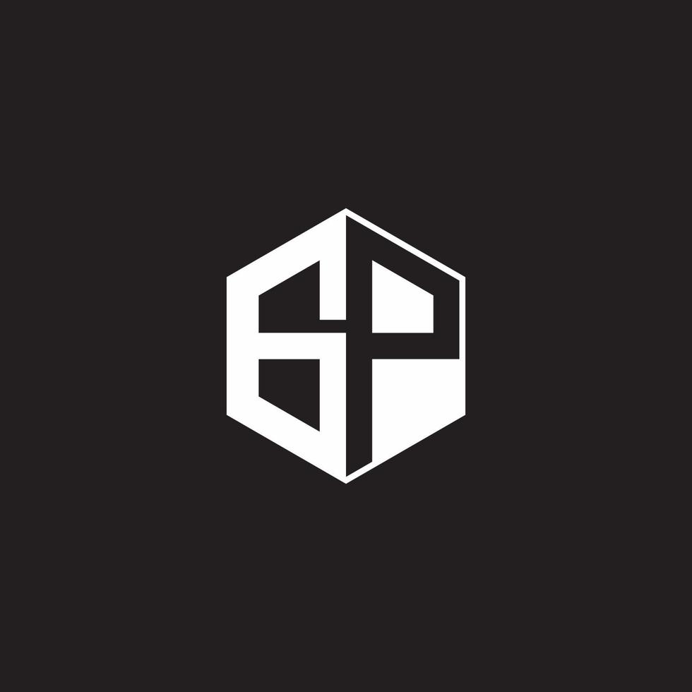 GP Logo monogram hexagon with black background negative space style vector