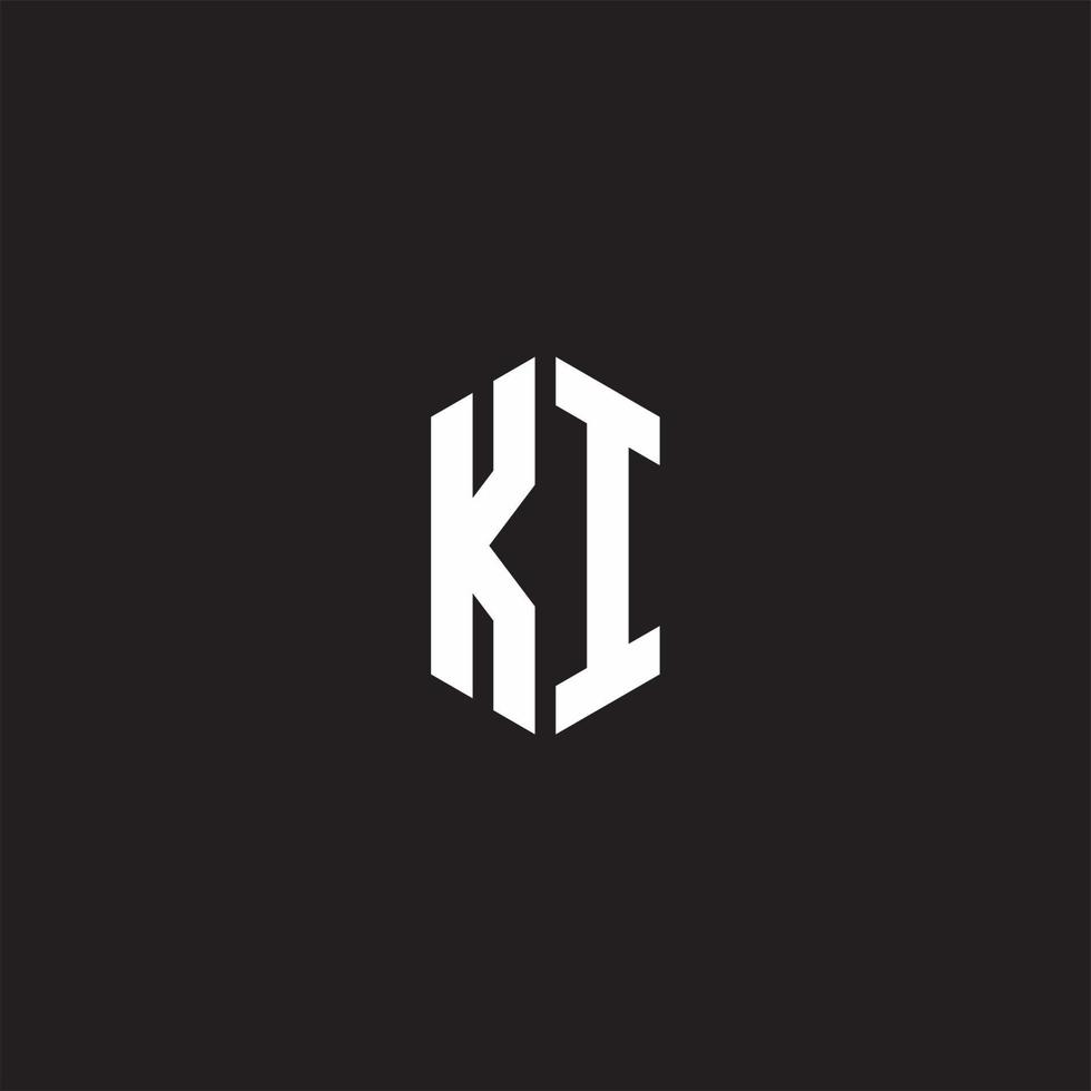 KI Logo monogram with hexagon shape style design template vector