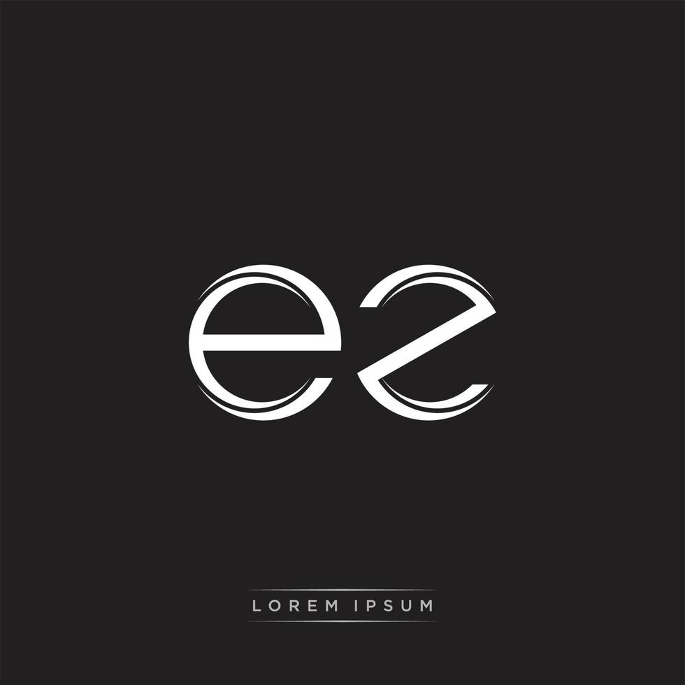 EZ Initial Letter Split Lowercase Logo Modern Monogram Template Isolated on Black White vector