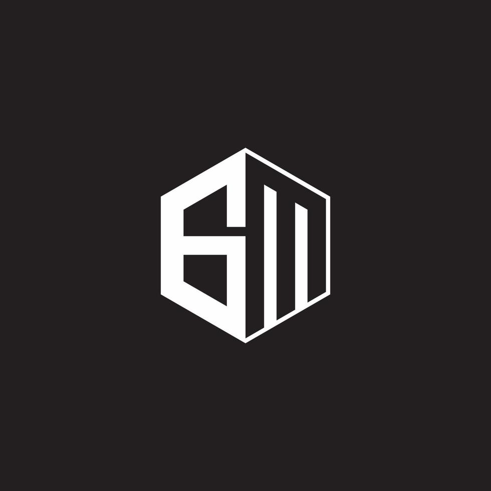 GM Logo monogram hexagon with black background negative space style vector