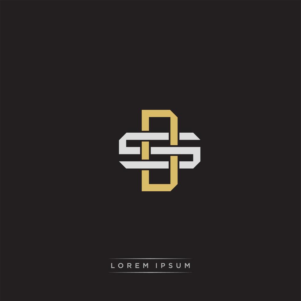 DS Initial letter overlapping interlock logo monogram line art style vector