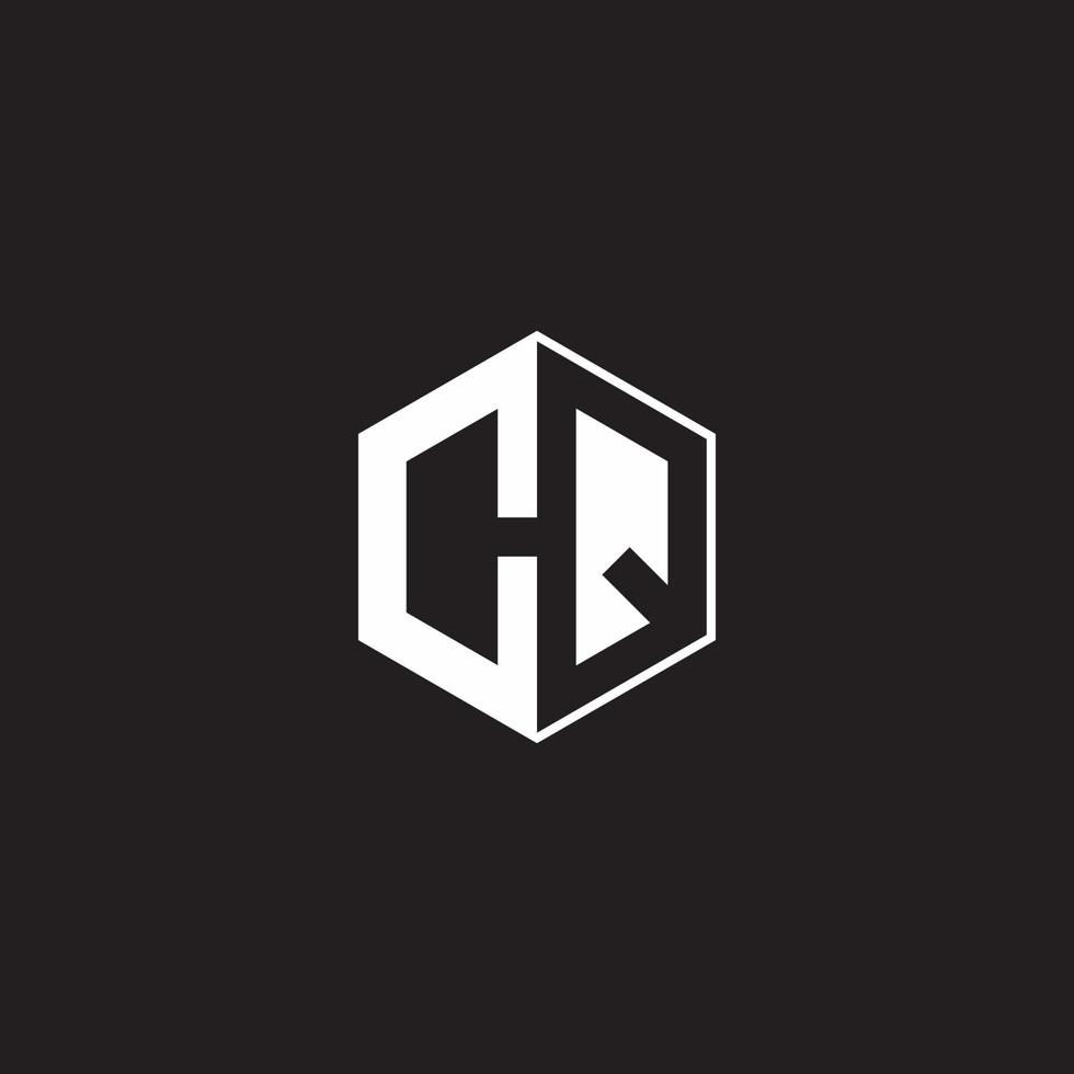 CQ Logo monogram hexagon with black background negative space style vector