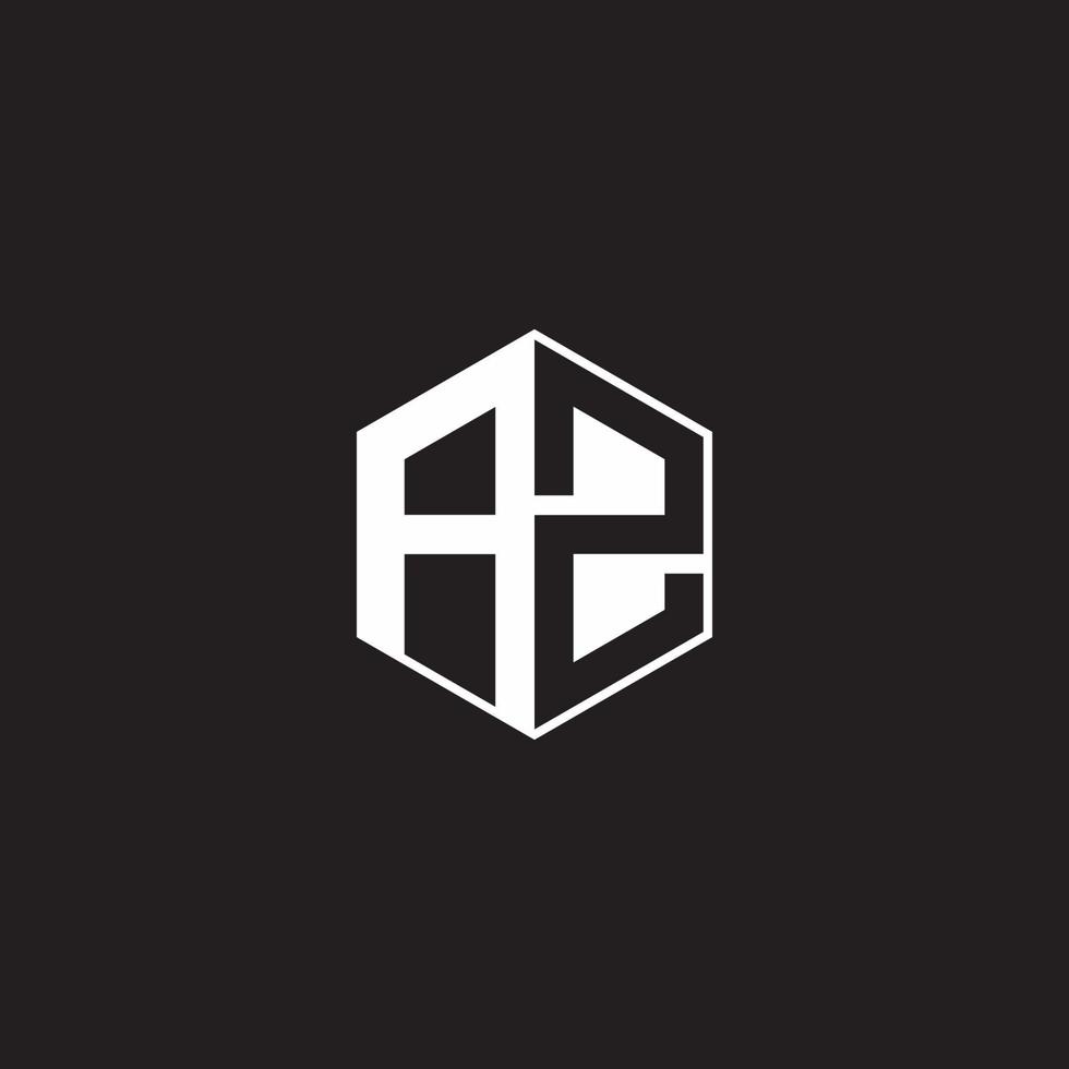 AZ Logo monogram hexagon with black background negative space style vector