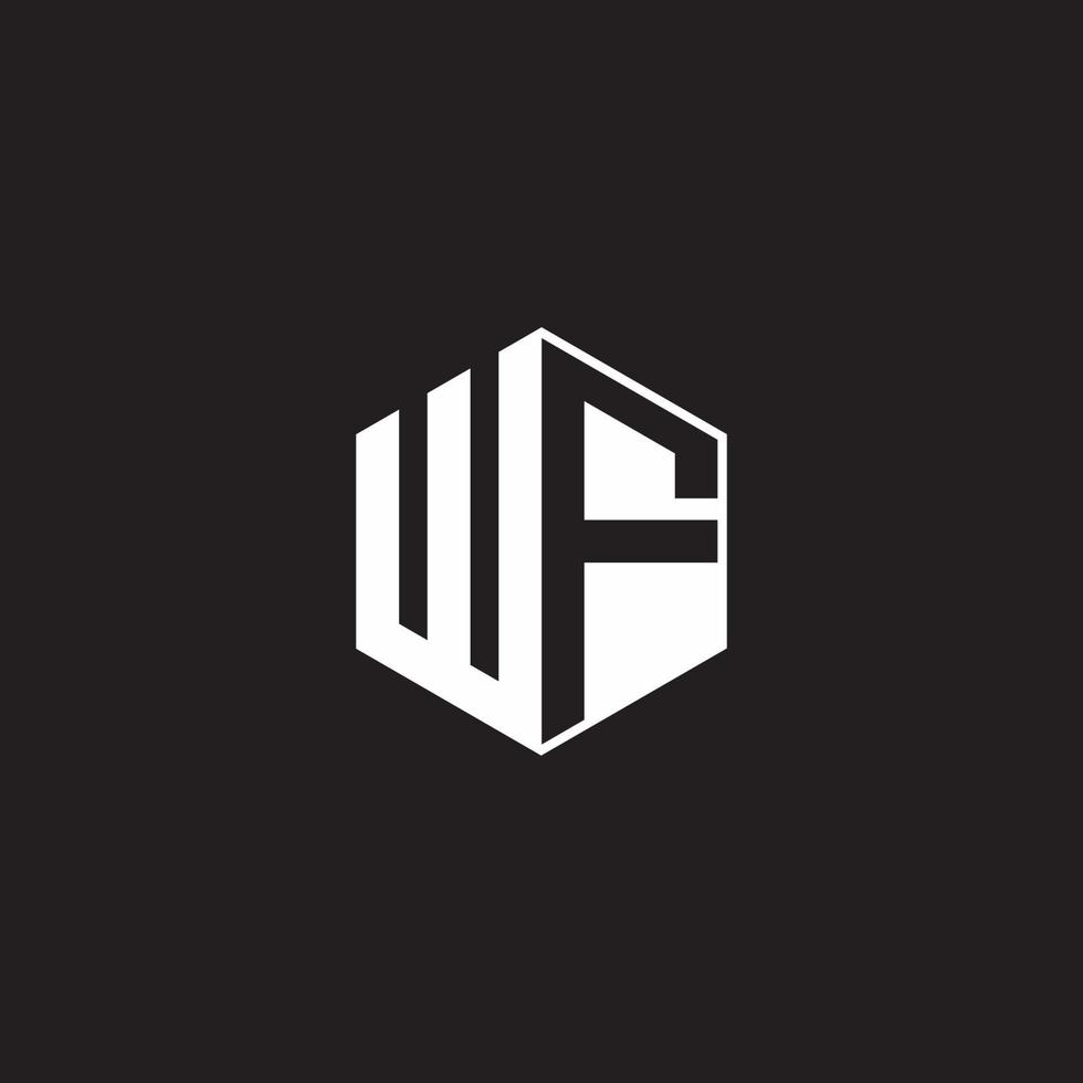 WF Logo monogram hexagon with black background negative space style vector