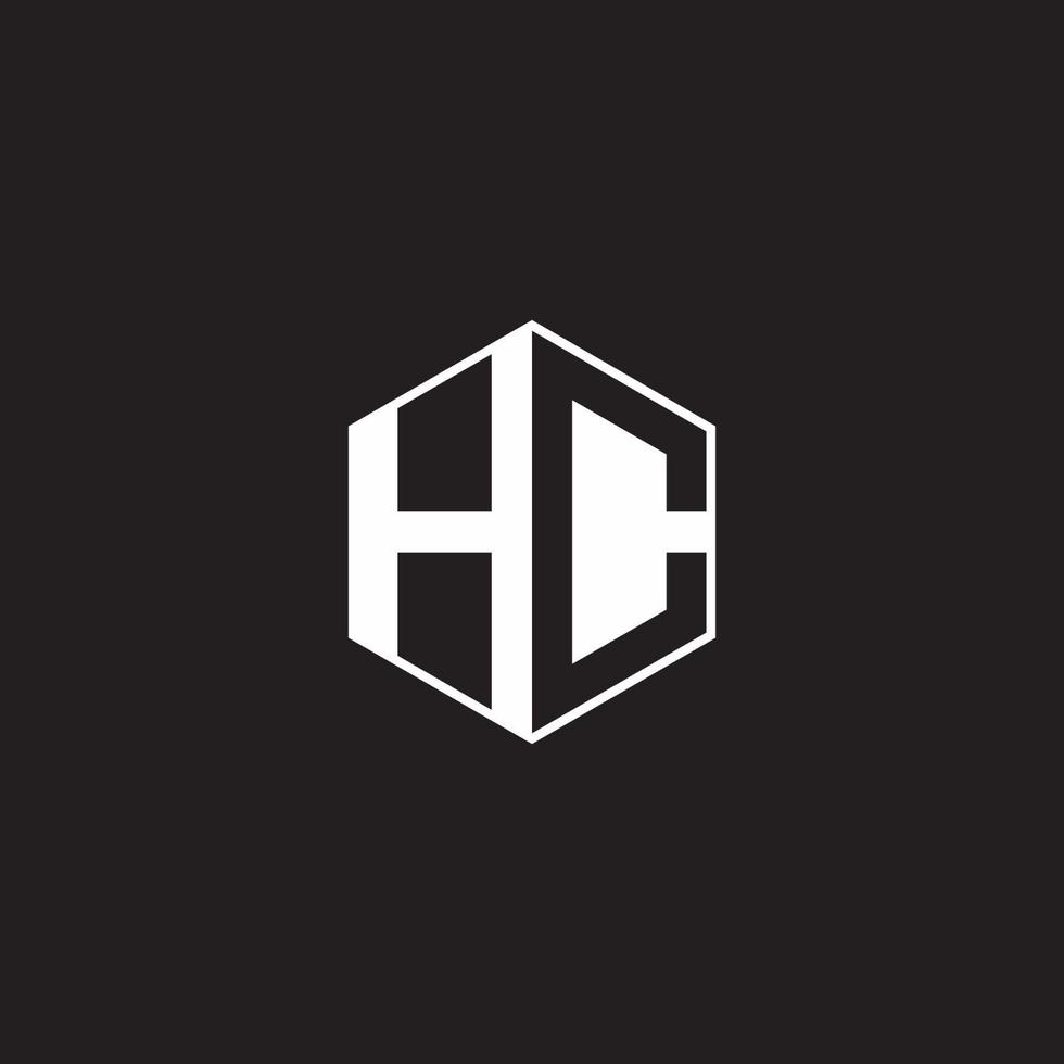 HC Logo monogram hexagon with black background negative space style vector