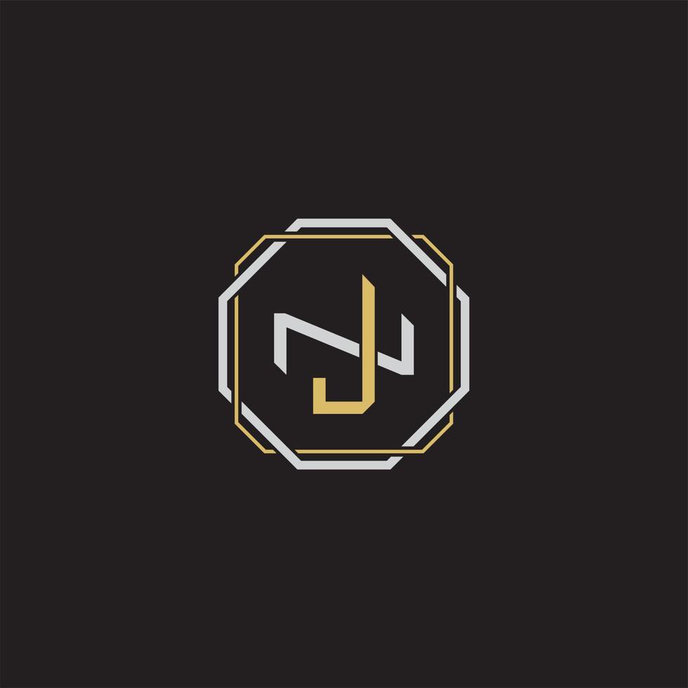 JN Initial letter overlapping interlock logo monogram line art style vector
