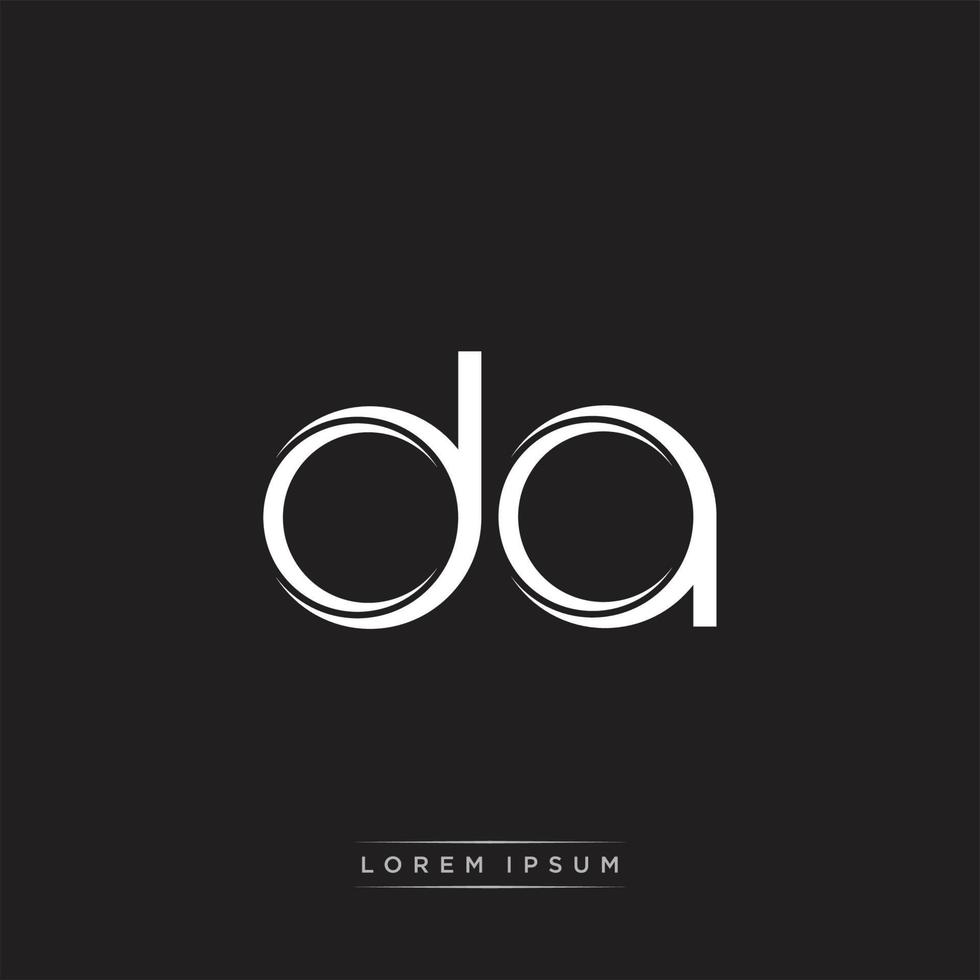 DA Initial Letter Split Lowercase Logo Modern Monogram Template Isolated on Black White vector