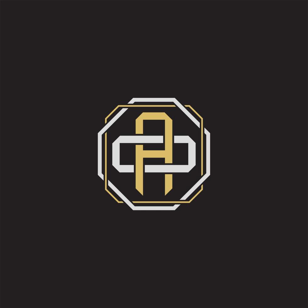 AO Initial letter overlapping interlock logo monogram line art style vector
