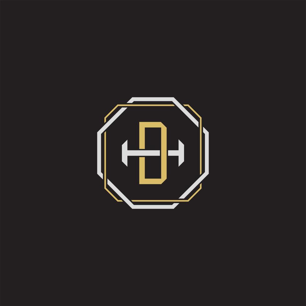 DH Initial letter overlapping interlock logo monogram line art style vector