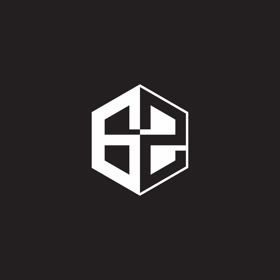 GZ Logo monogram hexagon with black background negative space style vector