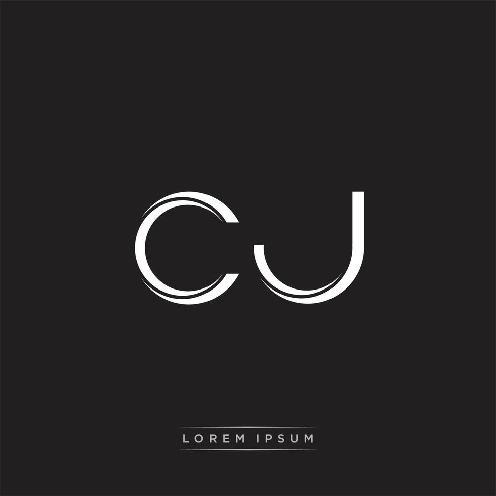 CJ Initial Letter Split Lowercase Logo Modern Monogram Template Isolated on Black White vector