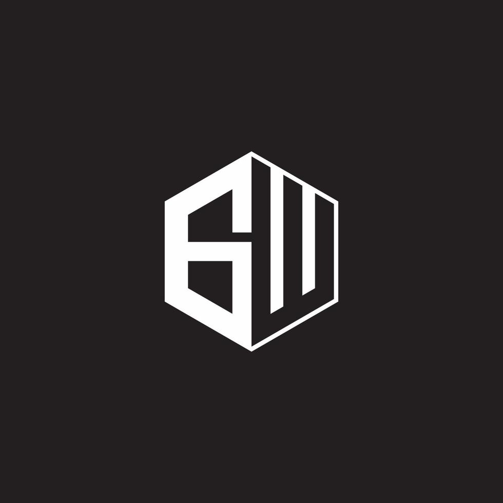 GW Logo monogram hexagon with black background negative space style vector
