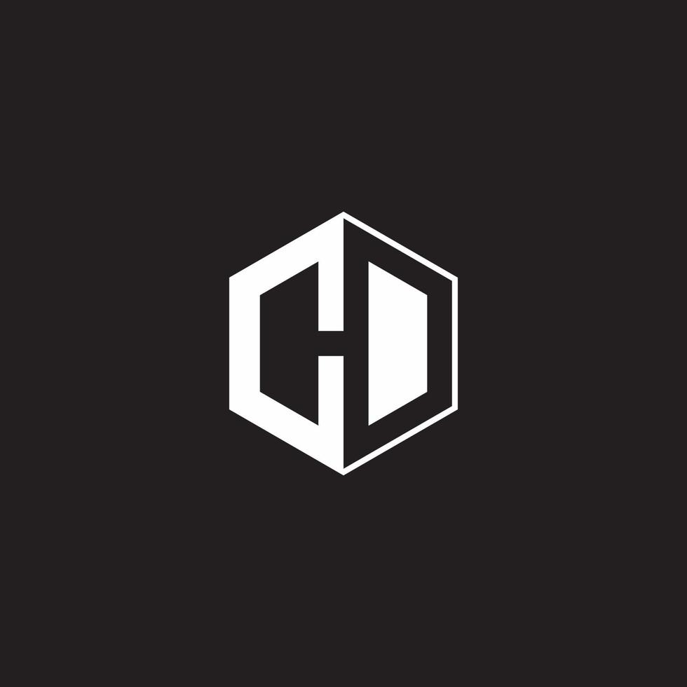 CD Logo monogram hexagon with black background negative space style vector