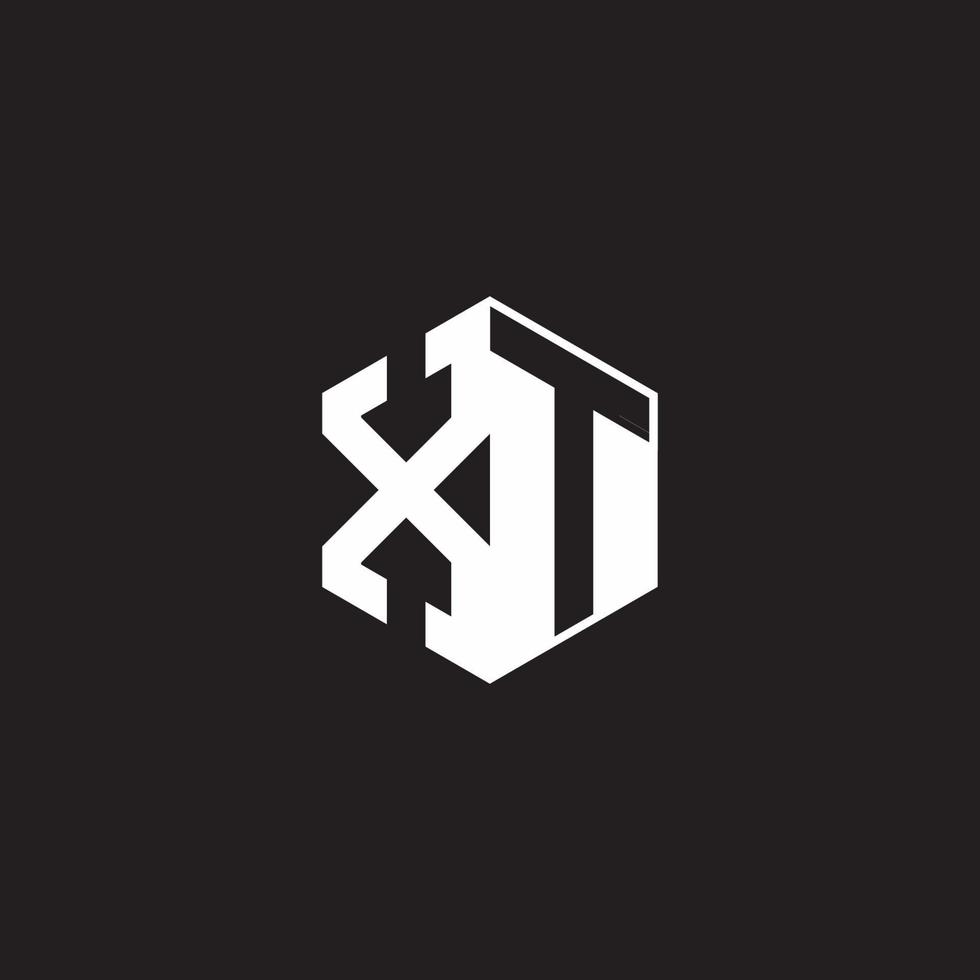 XT Logo monogram hexagon with black background negative space style vector