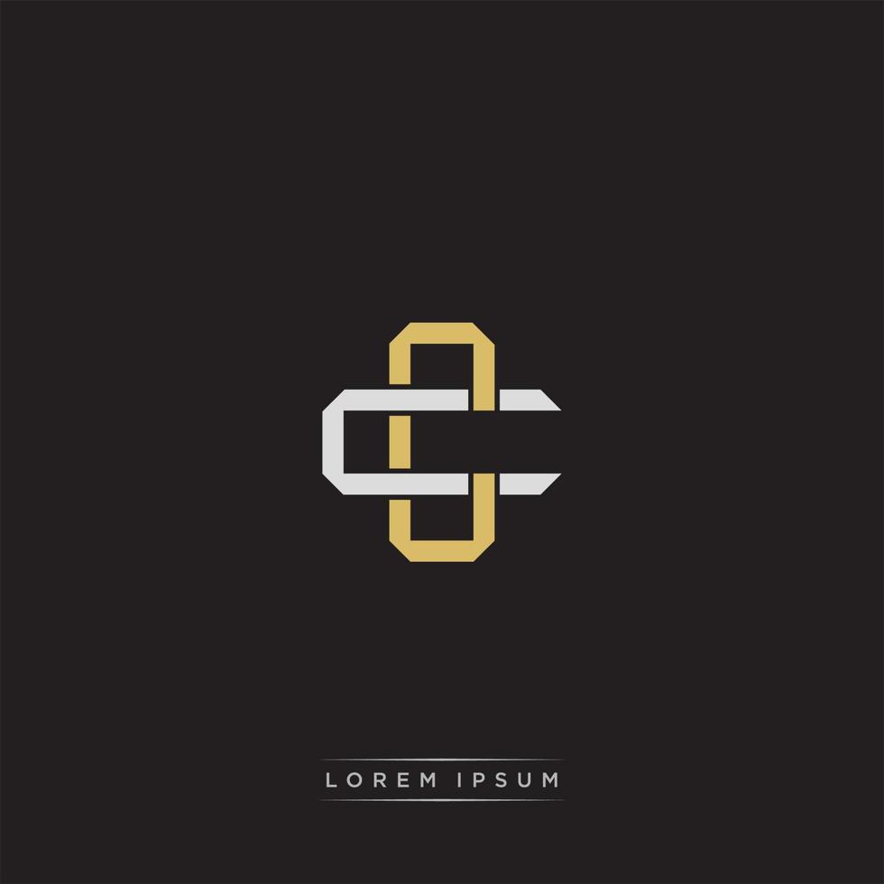 CC Initial letter overlapping interlock logo monogram line art style vector