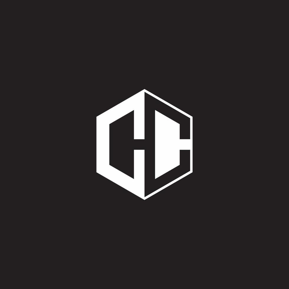 CC Logo monogram hexagon with black background negative space vector