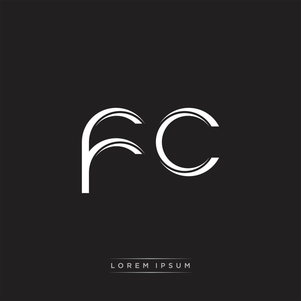 FC Initial Letter Split Lowercase Logo Modern Monogram Template Isolated on Black White vector