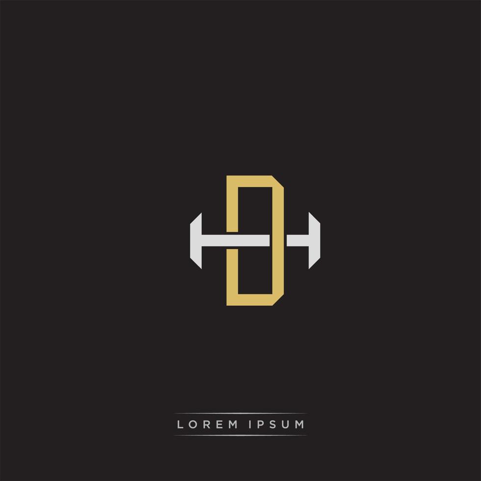 DH Initial letter overlapping interlock logo monogram line art style vector